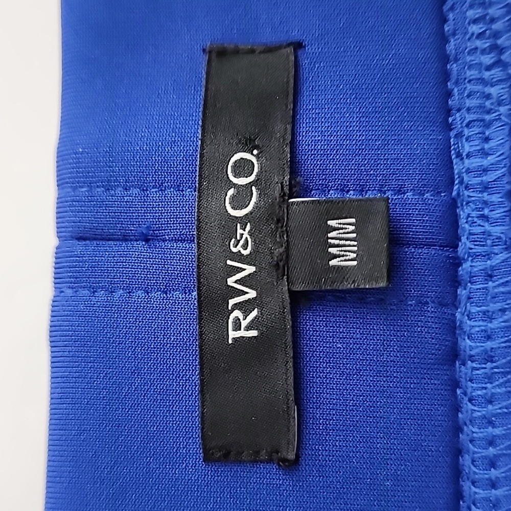 RW&CO Pencil Skirt Electric Blue Centre Silver Zipper Stretch Size Medium - Picture 6 of 10